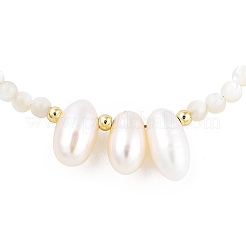 Natürliches weißes Muschel- und Perlenarmband für Damen&nbsp;BJEW-T021-01G