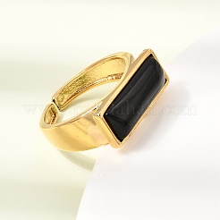 Anelli aperti in ottone con agata nera naturale per donna&nbsp;GG-CBA0B5A-04G-09