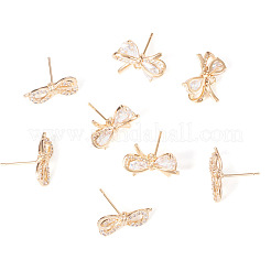 4 Paar 2 Stile Messing Micro Pave klare Zirkonia Ohrstecker Zubehörse&nbsp;KK-TA0002-63
