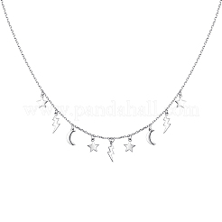 S925 Silberne Stern-Mond-Anhänger-Halskette mit Zirkonia&nbsp;AY0124-1