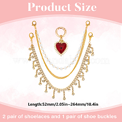 4 chaîne de sangle de botte en fer strass et laiton et 2 breloques de chaussures en alliage émaillé en forme de cœur&nbsp;HJEW-DR00260