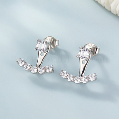 Ohrstecker aus rhodiniertem Platin und 925 Sterlingsilber mit Mikropavé-Kubikzirkonia vorne und hinten&nbsp;AY7937-1