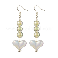 Ensemble bracelet et boucles d'oreilles pendantes en perles acryliques rondes et cœurs&nbsp;SJEW-JS01301