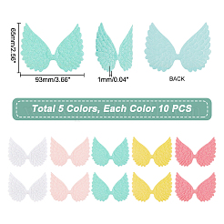 Ahademaker 50 stücke 5 farben stoff geprägt flügel ornament zubehör&nbsp;FIND-GA0002-54