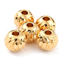 Messing Perlen, langlebig plattiert, gewellte Runde, echtes 24k vergoldet, 7x6 mm, Bohrung: 2 mm