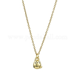 Cat Shaped Alloy Enamel Pendant Necklace, with 304 Stainless Steel Cable Chains, Golden, 17.68 inch(44.9cm)