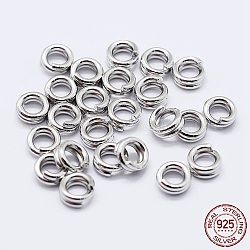 925 anneaux ouverts en argent sterling plaqué rhodium, double boucle Anneaux, anneaux ronds, platine, 8x1.5mm, diamètre intérieur: 7 mm