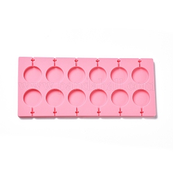 Diy lollipop macht Silikonformen in Lebensmittelqualität, Süßigkeitenformen, Flachrund, 12 Hohlräume, rosa, 115x264x8 mm, Innendurchmesser: 35 mm, passend für 3mm Stick