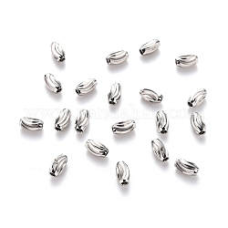 Perles ondulées en 201 acier inoxydable, ovale, couleur inoxydable, 5x3mm, Trou: 1.2mm