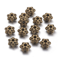 Perles séparateurs de style tibétain , fleur, sans plomb et sans cadmium, bronze antique, 9mm, Trou: 2mm