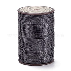 Round Waxed Polyester Thread String, Micro Macrame Cord, Twisted Cord, for Leather Sewing Stitching, Gray, 0.8mm, about 54.68 Yards(50m)/Roll