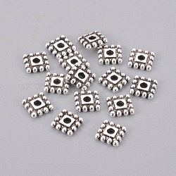 Tibetan Style Alloy Spacer Beads, Cadmium Free & Lead Free, Square, Antique Silver, 7x7x2mm, hole: 2mm