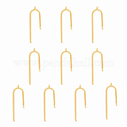 SUPERFINDINGS Brass Chandelier Component Links, 3 Loop Connectors, Arch, Real 18K Gold Plated, 40x14x1.5mm, Hole: 1mm, 10pcs/box
