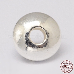 925 Sterling Silber Zwischenperlen, Untertassenperlen, Silber, 4x2 mm, Bohrung: 1 mm