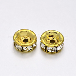 Strass ferro piatto distanziatore perle rotonde, oro, 6x3mm, Foro: 1 mm