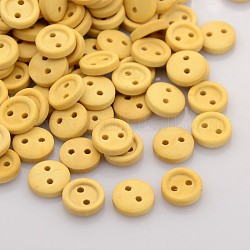 2-Hole Garment Accessories Tiny Flat Round Wooden Sewing Buttons, Wheat, 9x3mm, Hole: 1mm, about 500pcs/bag
