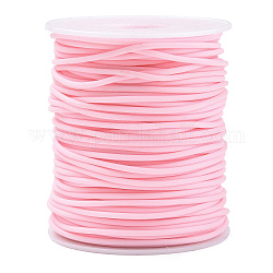 Tubo hueco pvc tubular cordón de caucho sintético, envuelta alrededor de la bobina de plástico blanco, rosa, 2mm, agujero: 1 mm, alrededor de 54.68 yarda (50 m) / rollo