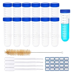 DIY Kit, with Disposable Plastic Centrifuge Tube, Test Tube Cleaning Brush, Plastic Pipettes Dropper and Label Paster, Clear