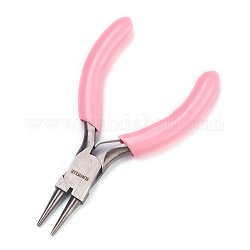 45# Carbon Steel Jewelry Pliers, Round Nose Pliers, Polishing, Pink, 7.9x4.5x0.8cm