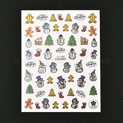 Weihnachtsthema selbstklebende Nail Art Sticker, DIY Nagelkunstdekoration, Schneemann-Muster, 10.2x8 cm
