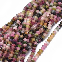 Chapelets de perles en tourmaline naturelle, facette, rondelle, 2.5~3.5x1.5mm, trou: 0.6mm, environ 90 pcs/chapelet, 15.35 (39 cm)