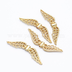 Tibetischer stil legierung perlen, Flügel, Licht Gold, 31x8x2 mm, Bohrung: 1.2 mm