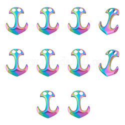 UNICRAFTALE 10Pcs 31mm 304 Stainless Steel Anchor Hook Clasps Cord End Connector Clasp Metal Hook Clasp for DIY Leather Cord Bracelets Jewelry Making, Rainbow Color, Hole 5x5mm