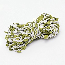 Corde de chanvre avec feuille verte en polyester, pour l'anniversaire, décor de classe, jardin de mariage, vert clair, 1.3 cm, 10 m / bundle