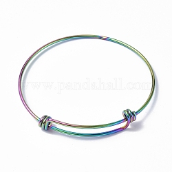 Placage ionique (ip) réglable 304 fabrication de bracelets en acier inoxydable, couleur arc en ciel, diamètre intérieur: 2-5/8 pouce (6.55 cm)