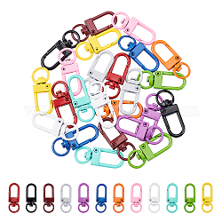 Metal Swivel Clasps, Swivel Snap Hook, Mixed Color, 33.5x13x5.5mm, Hole: 5.5x9.5mm, 12 colors, 2pcs/color, 24pcs/box