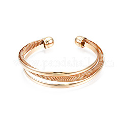 Bracelet manchette ouvert multi-cordes en alliage pour femme, sans cadmium et sans plomb, or, diamètre intérieur: 1-3/4x2-1/4 pouce (4.3x5.7 cm)