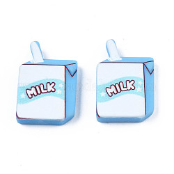 Cabochons di opaco resina, scatola del latte, cielo azzurro, 22x15x5.5mm