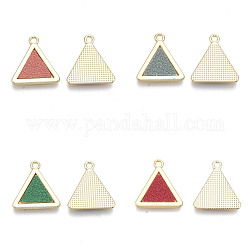 Alloy Pendants, with PU Leather, Triangle, Light Gold, Mixed Color, 19x18x2mm, Hole: 1.8mm