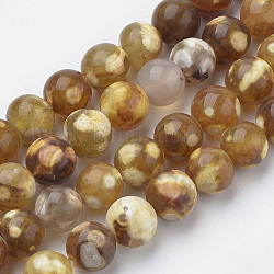 Naturelles feu crépitent agate perles brins, teinte, ronde, 8mm, Trou: 1mm, Environ 49 pcs/chapelet, 16.3 pouce