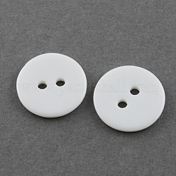 Acryl hemdknöpfe, 2-Loch, gefärbt, Flachrund, weiß, 15x1.5 mm, Bohrung: 2 mm