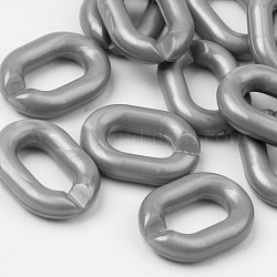 Opaque Acrylic Linking Rings, Quick Link Connectors, For Jewelry Cable Chains Making, Oval, Gray, 19x14x4mm, Inner Diameter: 10.5x5.5mm, about 746pcs/500g
