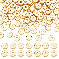 PandaHall Elite 150Pcs Brass Spacer Beads, Nickel Free, Flat Round, Real 18K Gold Plated, 7x1.5mm, Hole: 2mm