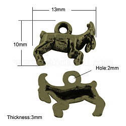 Tibetan Style Alloy Charms, Goat, Cadmium Free & Nickel Free & Lead Free, Antique Bronze, 10x13x3mm, Hole: 2mm
