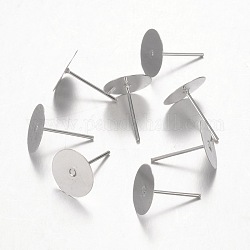 Iron Ear Stud Findings, Silver Color Plated, Size: about 10mm in diameter, 12mm long, Pin: 0.8mm thick