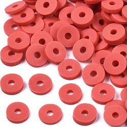 Umweltfreundliche handgemachte Fimo-Perlen, Disc / Flachrund, heishi Perlen, rot, 6x1 mm, Bohrung: 2 mm, ca. 23500 Stk. / 1000 g