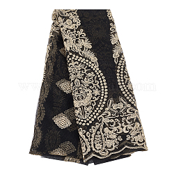 Benecreat 1 yarda 3d tela de encaje bordado floral, Tela decorativa de estilo clásico, color caqui oscuro, 60