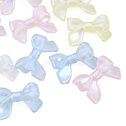 Perles acryliques placage irisé arc-en-ciel, perles de paillettes, bowknot, couleur mixte, 24.5x33x7.5mm, Trou: 2mm