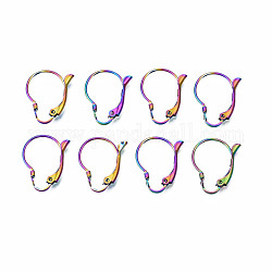 Accessoires de boucle d'oreille de dormeuse en 304 acier inoxydable, fil d'oreille, couleur arc en ciel, 19x16x2.5mm, Trou: 1.4mm, pin: 0.8 mm