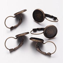 Antik Bronze Ton Messing Leverback Ohrring Zubehör passen für gewölbte Cabochons, Bleifrei und Cadmiumfrei und Nickel frei, Größe: ca. 14 mm breit, 25 mm lang, 12 mm Innen Durchmesser