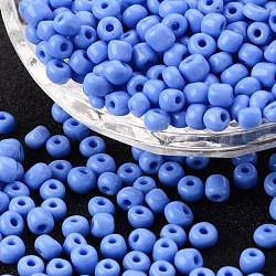 (servicio de reempaquetado disponible) perlas de vidrio, colores opacos semilla, pequeñas cuentas artesanales para hacer joyas de diy, redondo, azul aciano, 6/0, 4mm, aproximamente 12 g / bolsa