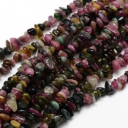 Pépites de tourmaline naturels brins de perles, couleur mixte, 5~8x5~9mm, Trou: 1mm, environ 32 pouce