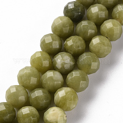 Hebras de perlas naturales de jade de canada, redondo, facetados, 8mm, agujero: 1.2 mm, aproximamente 47 pcs / cadena, 14.57 pulgada (37 cm)