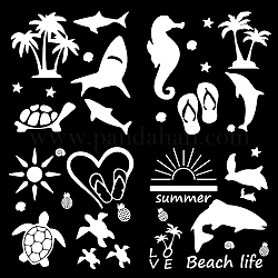 CREATCABIN 4 Sets Beach Life Decal Turtle Summer Ocean Hippocampus Sticker Plam Tree Heart Flip Flops Graphic Waterproof Reflective for Window Bumper Trucks Laptop Walls Motorcycle Decoration Decals