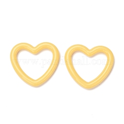 Непрозрачные акриловые соединительные кольца, сердце, желтые, 27x30x3.5 мм, внутренний диаметр: 21x21.5 мм