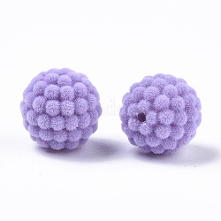 Flocky Acrylic Beads, Berry Beads, Waxberry, Lilac, 14mm, Hole: 1.5mm